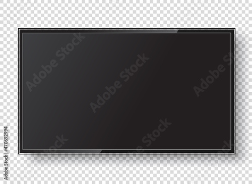 lcd tv screen isolated transparent background vector flat black television panel glass border realistic blank led smart