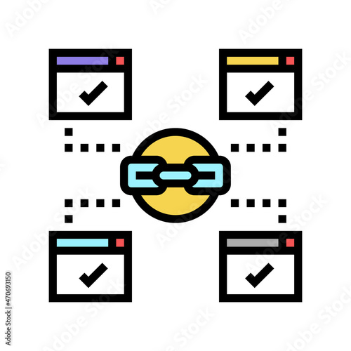 relevant outbound links color icon vector. relevant outbound links sign. isolated symbol illustration