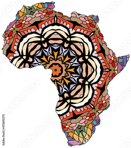 Fototapeta Naklejka Na Ścianę i Meble -  Silhouette of the African continent with pattern