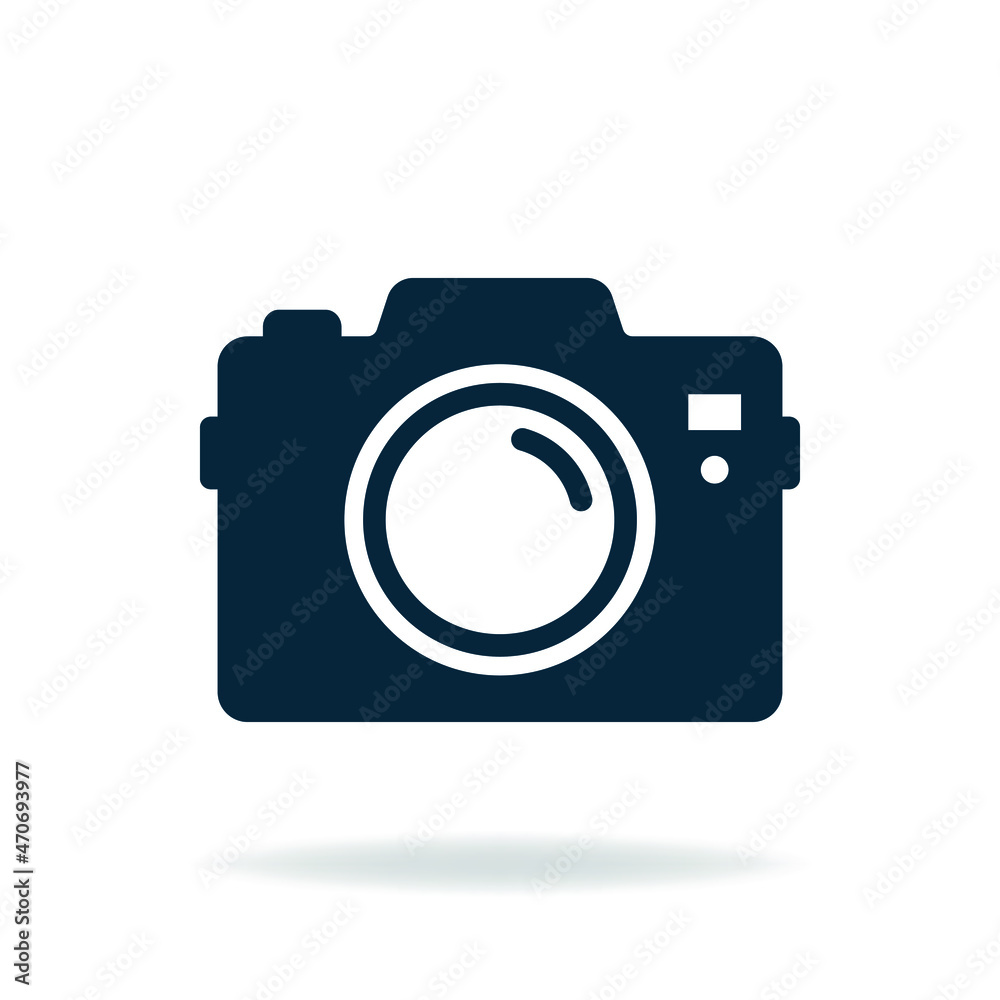 Camera icon flat style isolated on white background. Vector illustration