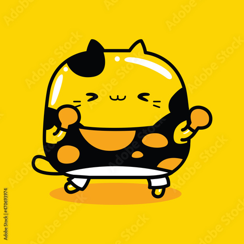 cute cat character boxer profession