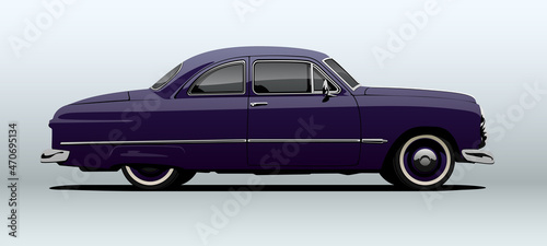 Сlassic car, view from side, in vector. © Andrew