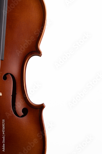 A part of a violin or a viola on a white background