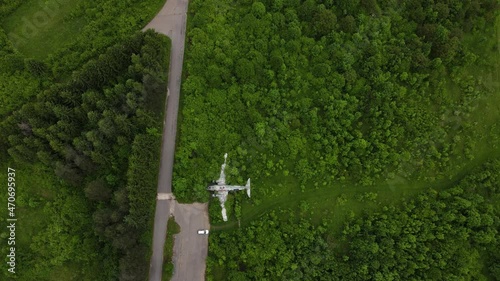 Old plane wreck on an old aircraft barracks in Croatia on the border with Bosnia photo