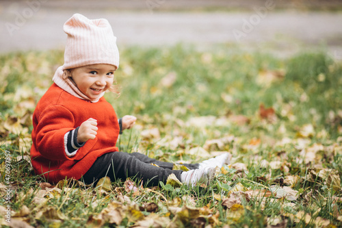 Cute little girl in an autumn park