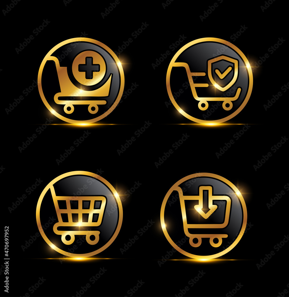 Golden Circle Shopping Chart Icon Golden Circle Shopping Chart Icon
