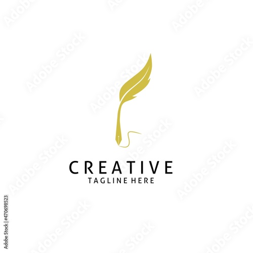 silhouette Vector illustration of quill logo template,