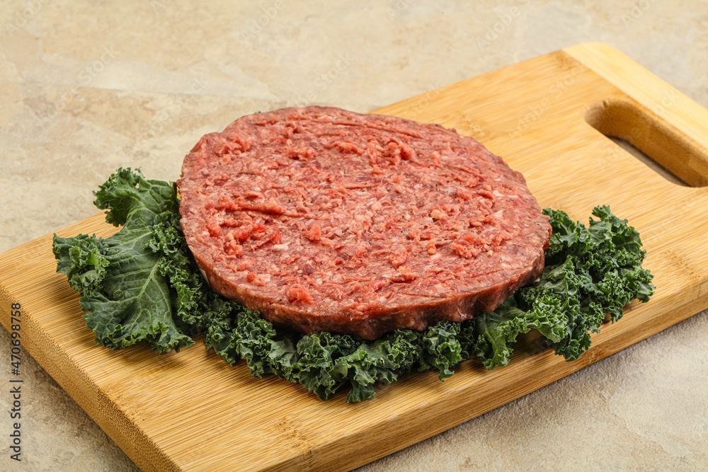 Raw beef burger cutlet for burger Raw beef burger cutlet for burger