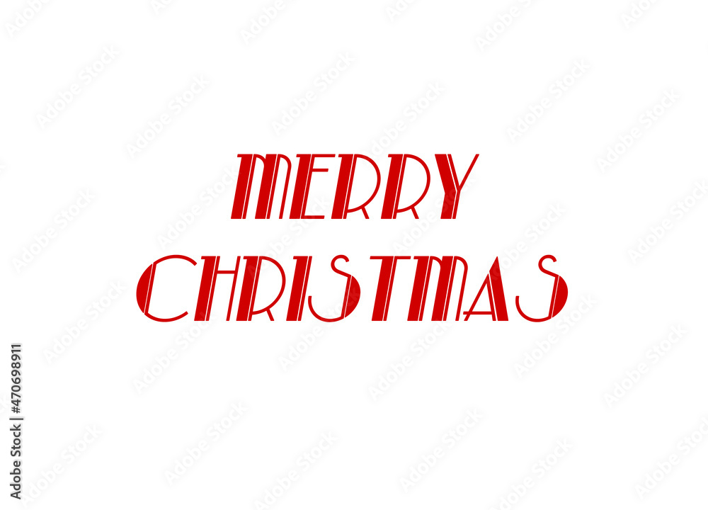 Merry Christmas lettering retro style greeting card. Calligraphy red winter inscription illustration. Isolated on white background.