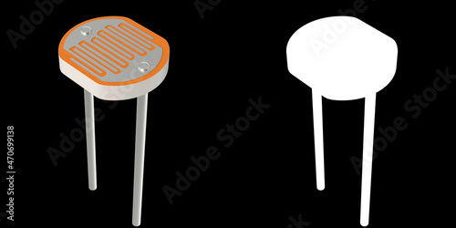 3D rendering illustration of a photoresistor photo