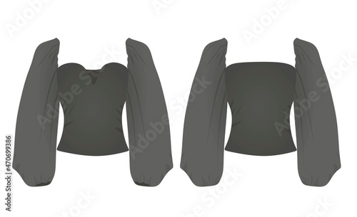 Puff shoulders t shirt. vector