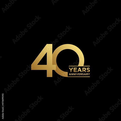 Template logo 40th Anniversary with gold color, Vector, Illustration, EPS10