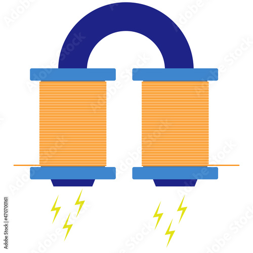 U-shaped electromagnet. Vector illustration of electromagnet.
