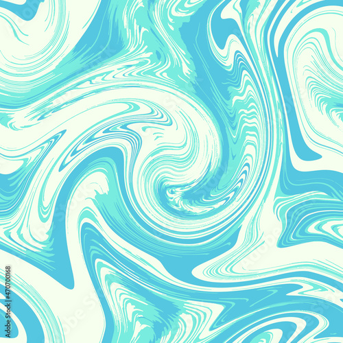 Verdigris sea blue color  Repeat Creative Graphic Illustration Seamless  Paint Ink. White Repeat Liquid Vector Effect.  Seamless Fabric Vector Texture. Repeat Oil.