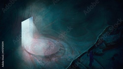 Digital fantasy painting of a dark and evil underground temple - 3d illustration