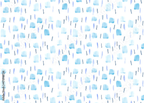 Hand drawn abstract light blue spotted watercolor seamless pattern