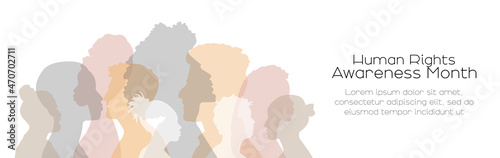 Human Rights Awareness Month banner. Card with place for text. 