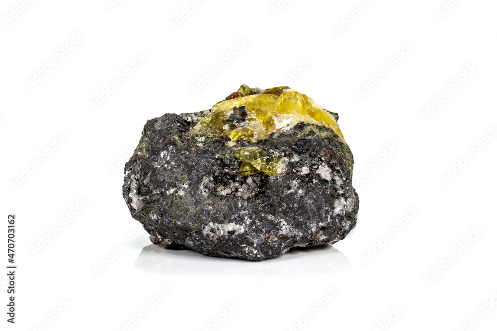 Εκτύπωση καμβά Macro of mineral stone Anglesite in Galena on white background