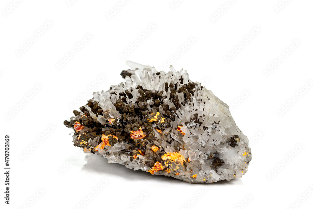 Macro of Realgar mineral stone on white background Macro of Realgar mineral stone on white background