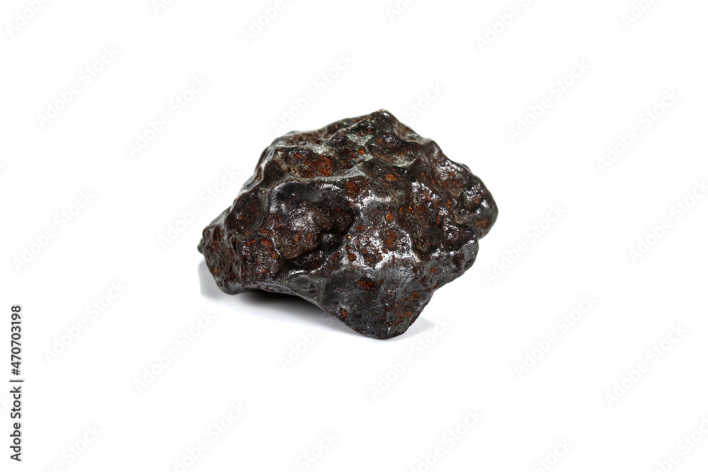 Macro stone mineral meteorite tektite on white background