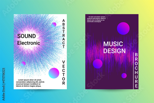 Set of modern abstract musical backgrounds. Sound flyer for creating a fashionable cover, banner, poster, booklet.