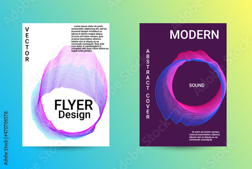 Set of modern abstract musical backgrounds. Sound flyer for creating a fashionable cover, banner, poster, booklet.