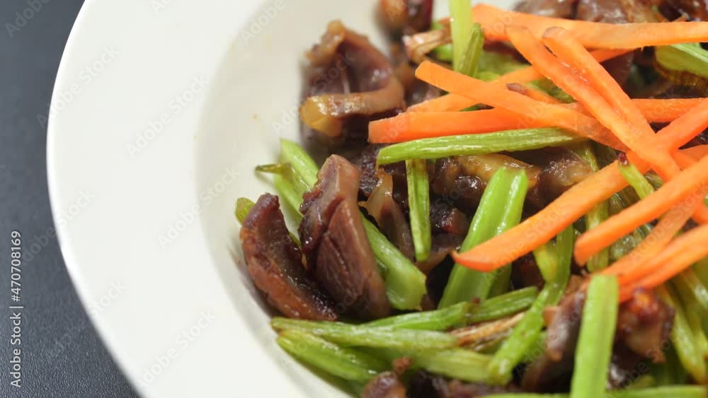 Chinese food specialties Stir-fried vegetables with celery and chicken mixed Chinese food specialties Stir-fried vegetables with celery and chicken mixed