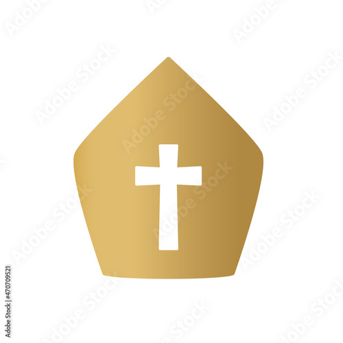 catholic priest, bishop, pope hat icon- vector illustration