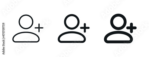 Add new user icon vector male person profile avatar with plus symbol, Add user profile icon