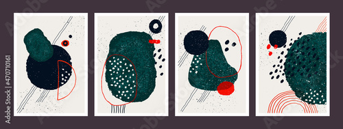 Abstract art vector poster. Vintage abstract geometric print for wall decoration. Vector hand-painted illustration