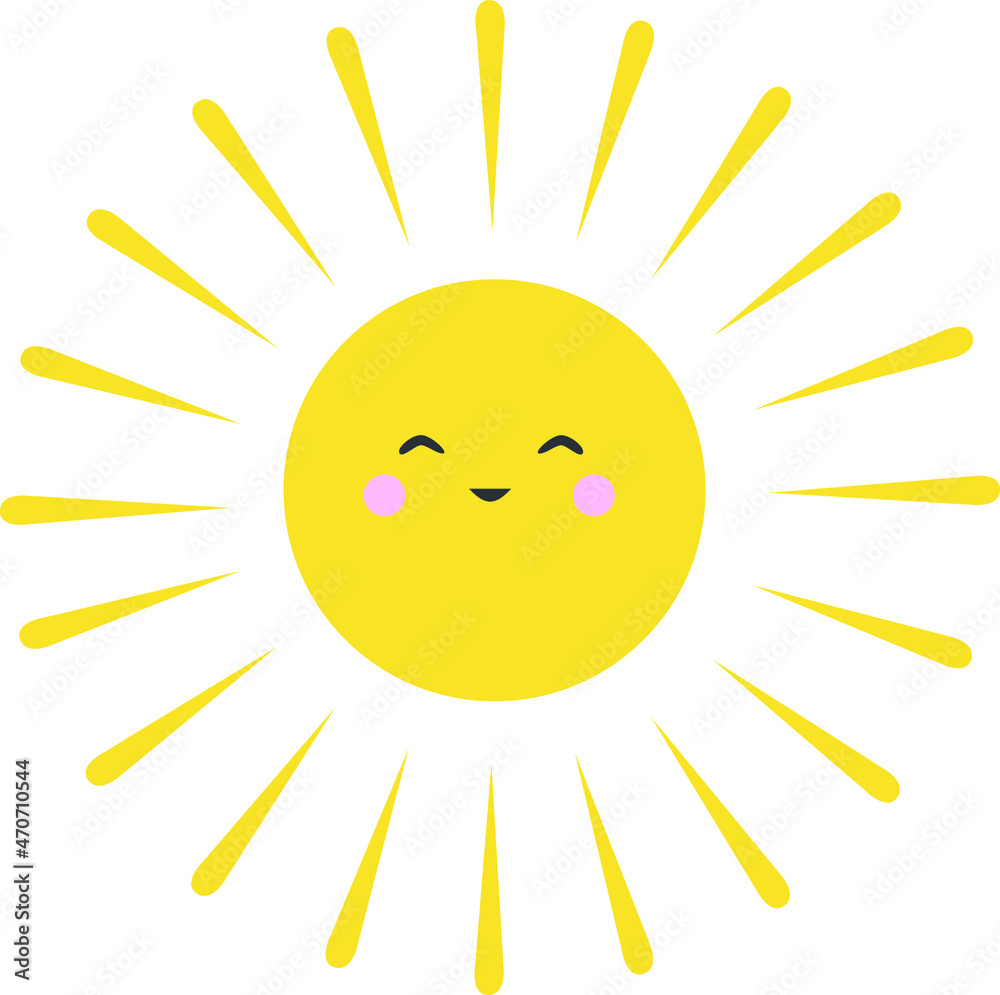Vector illustration of little smiling sun in cartoon style