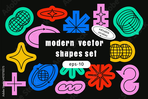 Universal trendy geometric linear shapes set.