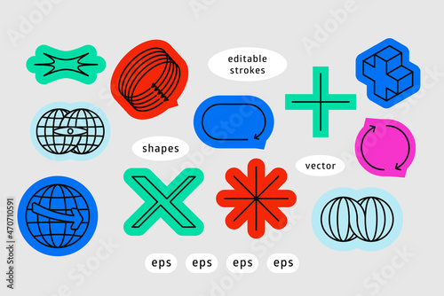 Universal trendy geometric linear shapes set.