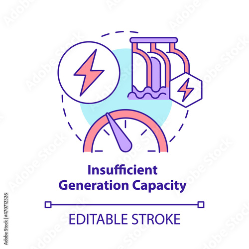 Insufficient generation capacity concept icon. Renewable energy disadvantage abstract idea thin line illustration. Relying on fossil fuels. Vector isolated outline color drawing. Editable stroke