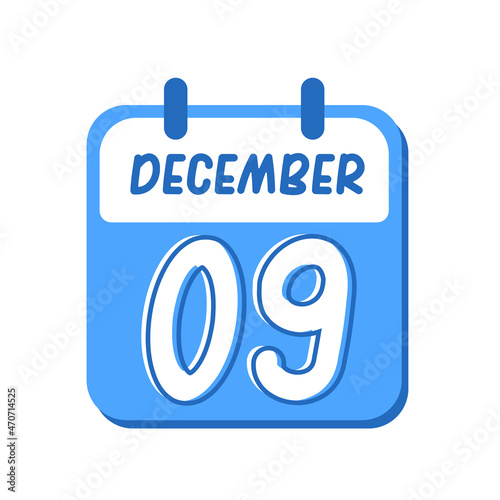 Wallpaper Mural December 9th. flat illustration of blue calendar with rounded font. eps 10 Torontodigital.ca