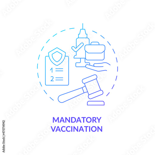 Mandatory vaccination blue gradient concept icon. Protection against covid abstract idea thin line illustration. Immunity against dangerous infection. Vector isolated outline color drawing