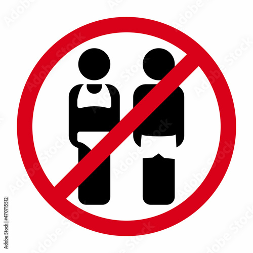 Stop or ban icon for swimweared persons, prohibition red symbol