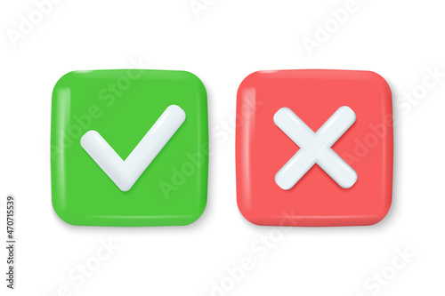 Vector 3d icon "yes" and "no".