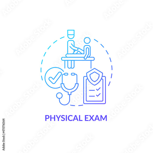 Physical exam blue gradient concept icon. Annual medical examination abstract idea thin line illustration. Medical checkup. Healthcare. Clinical exam. Vector isolated outline color drawing