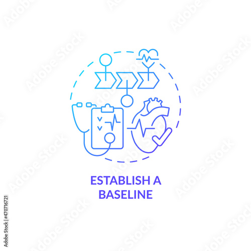 Establish baseline blue gradient concept icon. Annual checkups reason abstract idea thin line illustration. Personal information and health issues of patient. Vector isolated outline color drawing