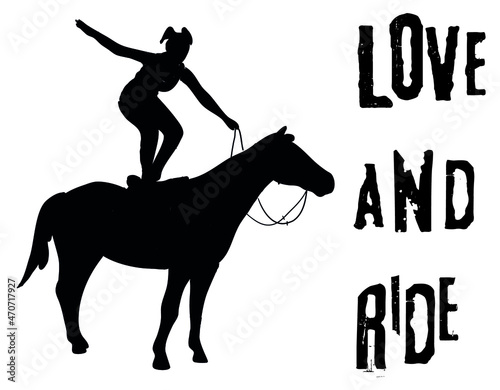 Vector horse illustration set: Love and ride