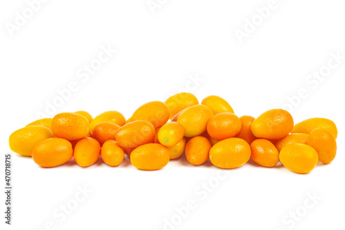 Cumquat or fortunella. Tasty juicy fruit .Isolated on a white background