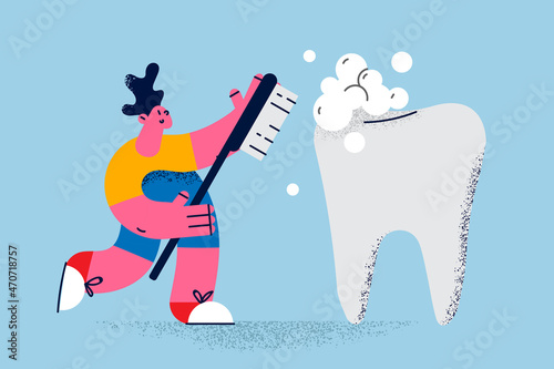 Guy brush teeth with toothbrush for fresh breath 