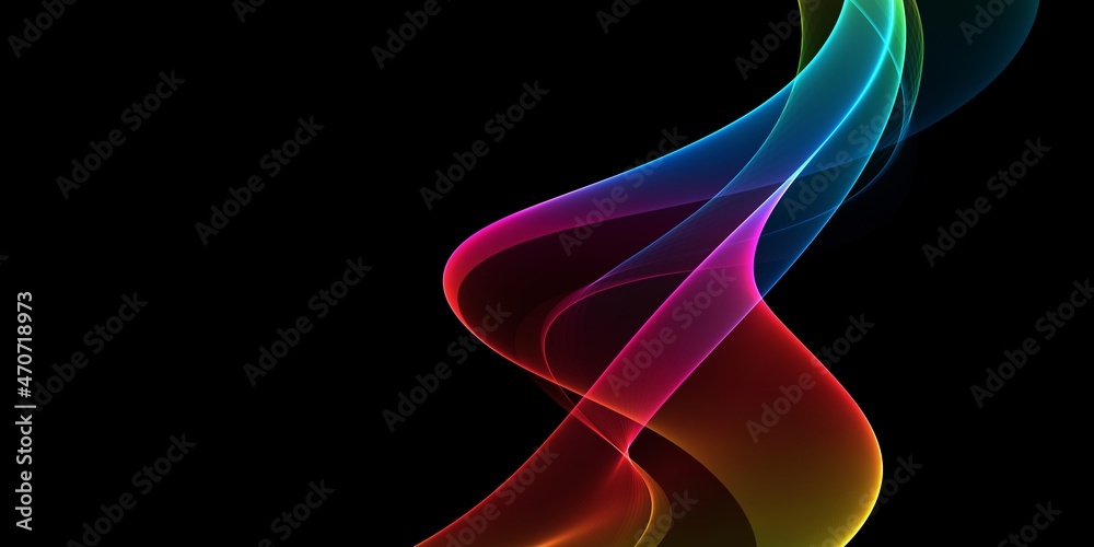 Obraz premium Abstract colourful wave on a black background 