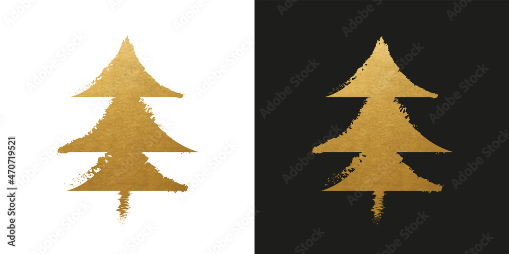 Obraz premium Golden Christmas Tree - Modern Vector Shape
