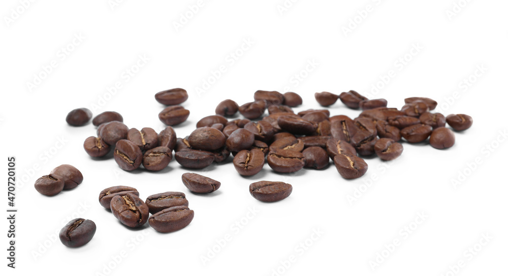 Fresh roasted coffee beans on white background Fresh roasted coffee beans on white background