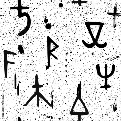 seamless pattern with alchemical and occult elements