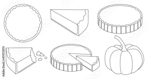 Pumpkin pie vector illustration on white background. Vector ouline set icon thanksgiving cake. Isolated ouline set icon pumpkin pie.