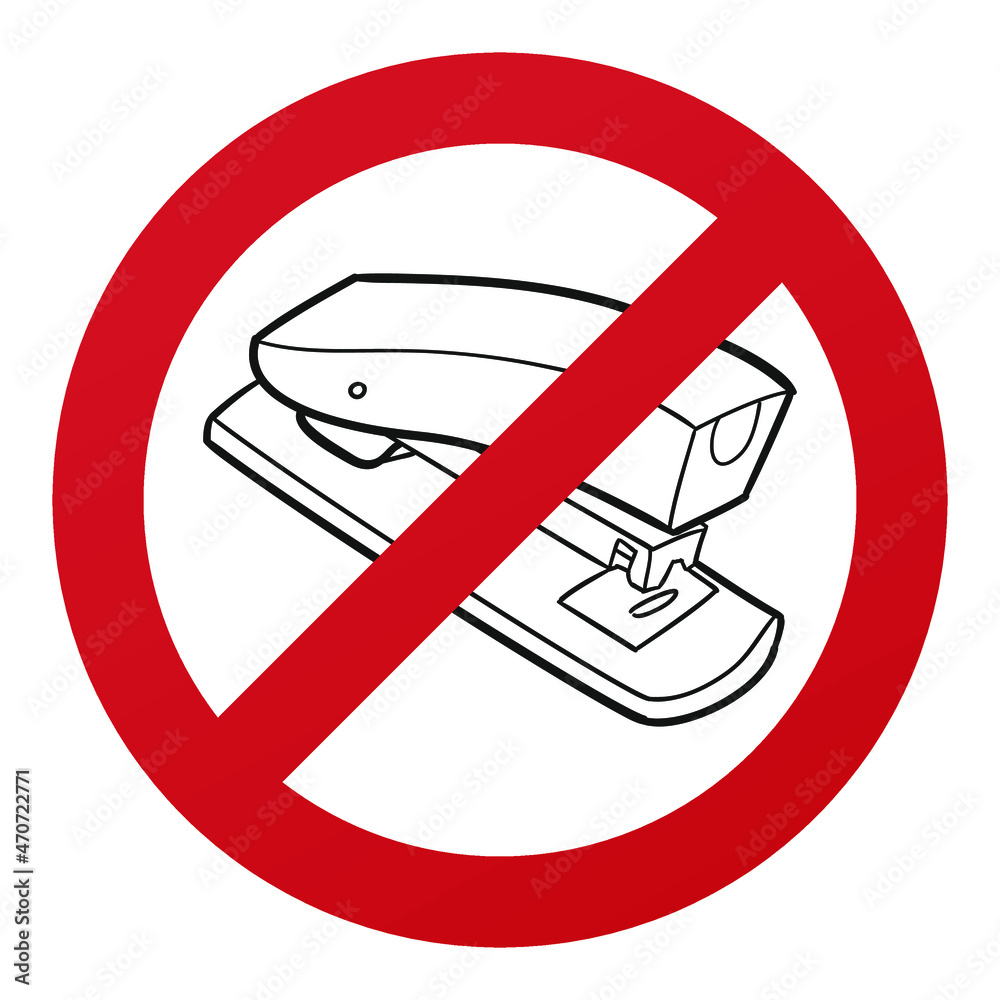 No Stapler Symbol Isolated on White Background. Office Tools Vector