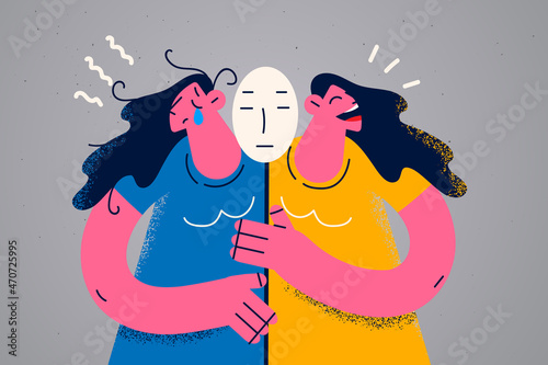 Woman have different emotions suffer from mood swings 